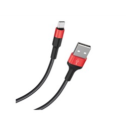 Дата-кабель USB 2.0A для Type-C Hoco X26 нейлон 1м (Black Red)