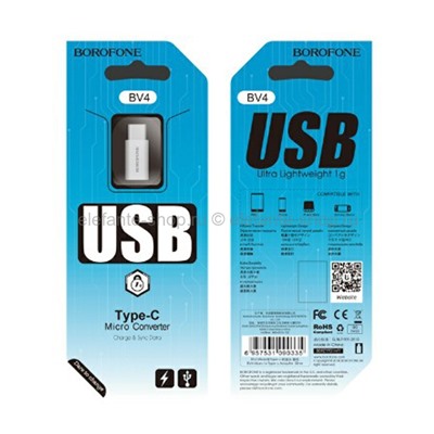 Переходник Type-C - Micro USB (F) Borofone BV4 Silver (UM)