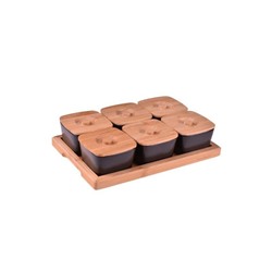 Фарфоровый набор для завтрака O.M.S. с бамбуковыми крышками из 13 предметов 9106 ELISA