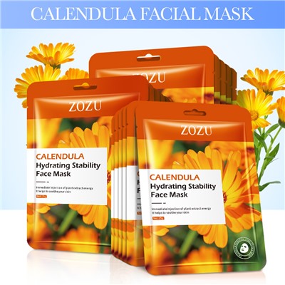 Успокаивающая тканевая маска для лица с экстрактом календулы ZOZU Calendula Hydrating Stability Face Mask, 25гр