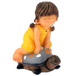 Скульптура-фигура для сада из полистоуна "Девочка на черепахе" 28х32х36см (Россия)