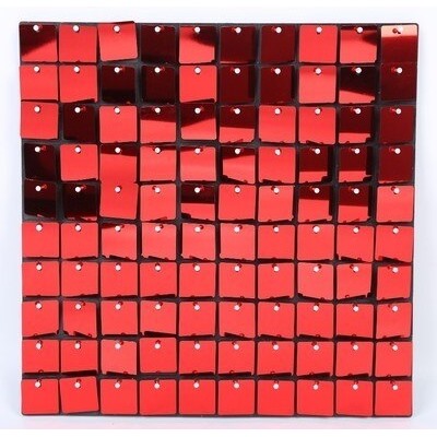 Декоративная панель c пайетками, Красный, Металлик 30*30 см