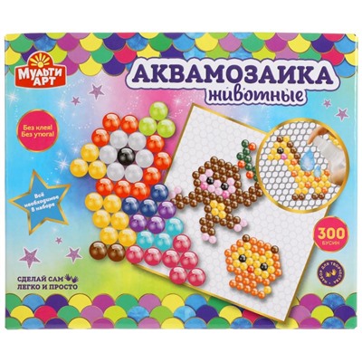 Набор для творчества "Aquabeads. Животные" 300 бусин (AQUABEADS300-5, 315236, "Мульти Арт") в коробке