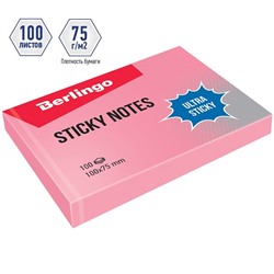 Блок самоклеящийся Berlingo "Ultra Sticky" 100*75мм 100л., пастель розовый (LSn_39503, )
