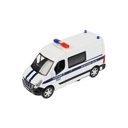 326462 Машина металл RENAULT master ПОЛИЦИЯ длина 14 см, двери, инерц, белый, кор. Технопарк