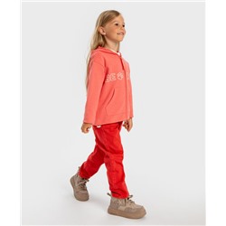 Джинсы Mom fit с поясом на резинке и накладными карманами коралловые для девочки Button Blue