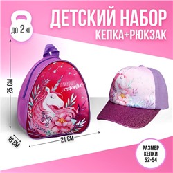 Детский набор «Единорог» рюкзак, кепка