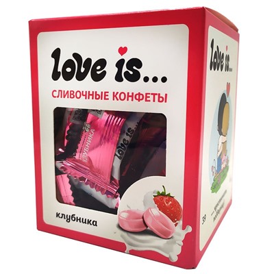 Сливочные жевательные конфеты Love is со вкусом клубники 85г