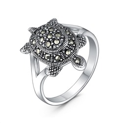 Кольцо из чернёного серебра с марказитами - Черепаха