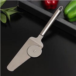 Нож - лопатка для пиццы Доляна «Металлик», 27 см, 410 сталь, цвет серебряный