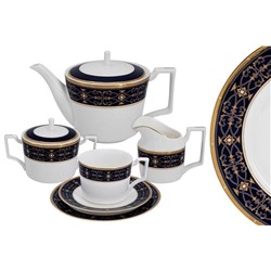 Чайный сервиз "Офелия" (кобальт) 21 предмет на 6 персон (6 чашек 0.3л , 6 блюдец 15.5см, 6 тарелок 1