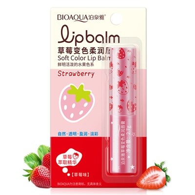 Бальзам для губ проявляющтйся с ароматом клубники Bioaqua Soft Color Lip Balm Strawberry 2,7 гр