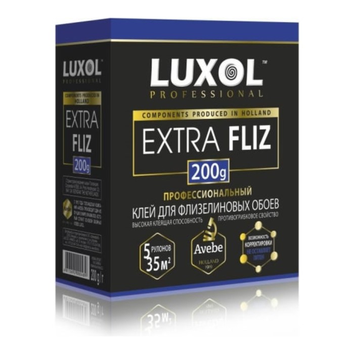 Клей обойный LUXOL Extra Fliz, для флизелиновых обоев, коробка, 200 г .