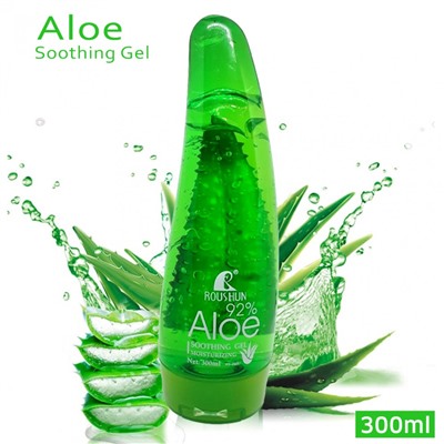 ROUSHUN  Гель для лица и тела ALOE 92% Увлажняющий, Успокаивающий с АЛОЭ  300мл  (листок)  (RS-29861)