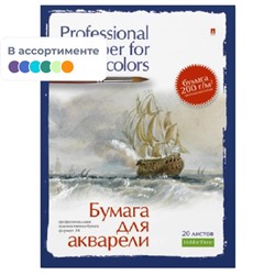 Папка для рисования акварелью А4,20л,блок ГОЗНАК 200гр 4-021 дизайн в ассор