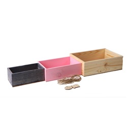 Ящик деревянный набор из 3шт с шильдиком №3 (средний розовый)
