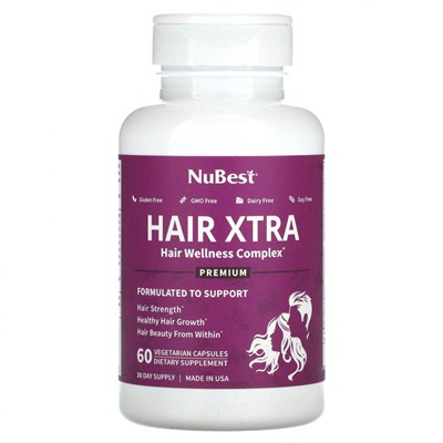 NuBest, Hair Xtra, 60 вегетарианских капсул