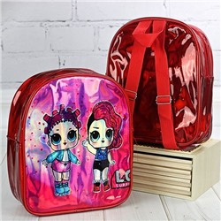 Рюкзак детский, для девочек Куклы 27х21х10см Красный