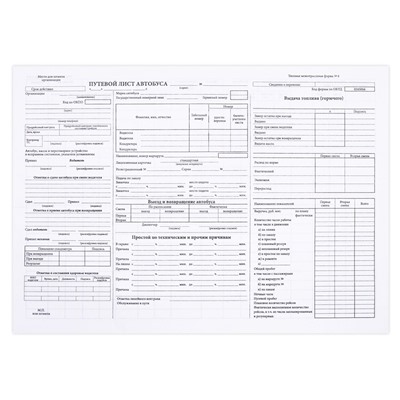 Бланк "Путевой лист автобуса" А4 (форма №6), 100шт., офсет (359711, "OfficeSpace")