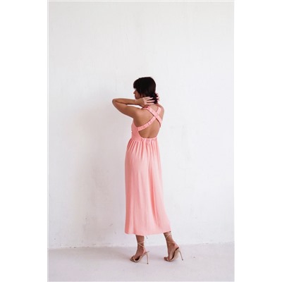 9679 Платье с перекрещенными бретелями нежно-розовое (остаток: 48)