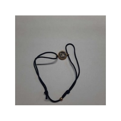 Черный браслет медальон с позолотой (Покров) регулируемый ремешок, Афон