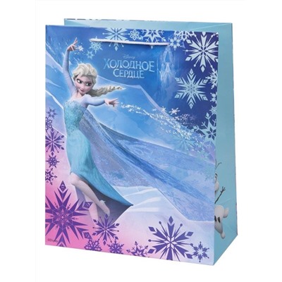 Бумажный пакет "Ледяная принцесса" с ламинацией 26х32.4х12.7 см
