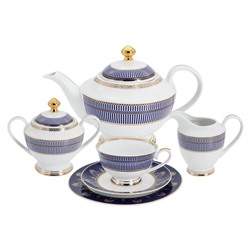 Сервиз чайный "Империя" 23 предмета на 6 персон (6 чашек 0,2л,6 блюдец,6 тарелок 19см, чайник с крыш