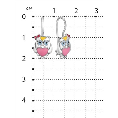 Серьги детские из серебра с эмалью родированные 925 пробы 2113001