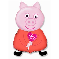 Шар Фигура, Поросенок Я тебя люблю / Piglet (в упаковке) 32"/81 см