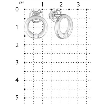 Серьги-пусеты из серебра с фианитами родированные 925 пробы С-3878рс200