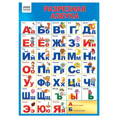 Набор плакатов обучающих "Скоро в школу" А4 (НПА4_10_61360, "ТРИ СОВЫ") 10шт.