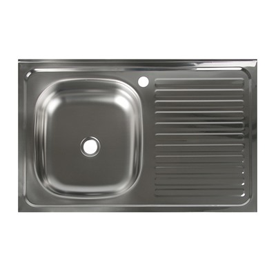 УЦЕНКА Мойка кухонная "Владикс", накладная, без сифона, 80х50 см, левая, нерж  сталь 0.4 мм