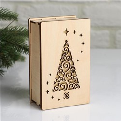 Коробка деревянная, 15×9.5×5.5 см "Новогодняя. Ёлочка", подарочная упаковка