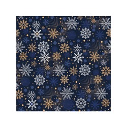 Бумага для упаковки подарков 70*100см "Новогодние снежинки на синем" (УБ-4332) с золотым пантоном
