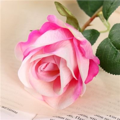 Цветы искусственные "Роза обаяние" 6х46 см, бело-розовый