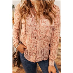 Printed Chest Pockets Floral Print Shirt