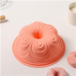 Форма для выпечки Доляна «Немецкий кекс. Торжество», силикон, 22,5×8 см, внутренний диаметр 20см, цвет персиковый