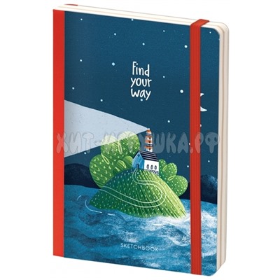 Скетчбук 80 л. B6 100г/м2, тв.обл, карман, доп.листы крафт "Find your way" SB6_32025, SB6_32025