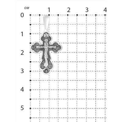 Крест из чернёного серебра - 3,2 см 925 пробы 3-553чч