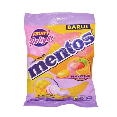 Жевательные конфеты Mentos (персик, апельсин, манго, таро) 121,5 гр
