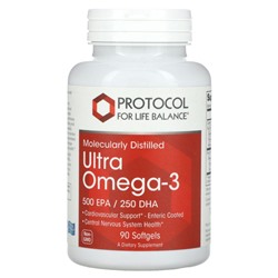 Protocol for Life Balance, Ultra Omega-3, 500 ЭПК / 250 ДГК, 90 мягких таблеток