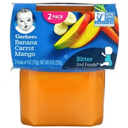 Gerber, Banana Carrot Mango, Sitter, 2 Pack, 4 oz (113 g) Each