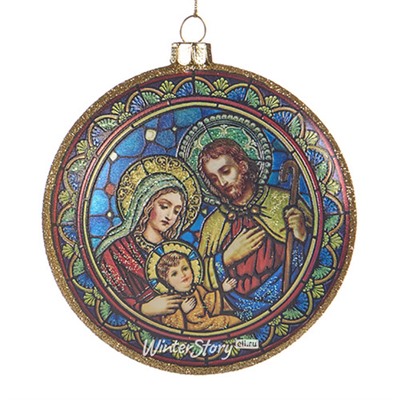 Стеклянная елочная игрушка-медальон Святое семейство 10 см, подвеска (Goodwill)