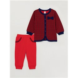 CWNG 90060-26-298 Комплект для девочки (кофточка, брюки), красный-темно-синий