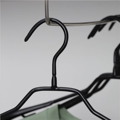 Плечики-вешалки для одежды антискользящие, металлические с ПВХ покрытием, 5 шт, 39×20,5 см, цвет чёрный