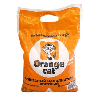 Наполнитель для кошек 9л светлый древесный Orange Cat