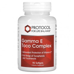 Protocol for Life Balance, Gamma E Toco Complex, 90 мягких таблеток