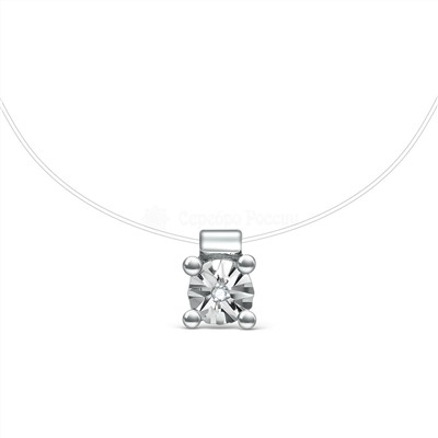 Колье из серебра с бриллиантом родированное (на леске) 925 пробы Бр08-10-5001/л(с)