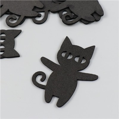 Декор "Кошка" 5х6 см чёрный  набор 6 шт фоам