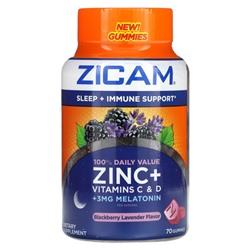 Zicam, Sleep + иммунная поддержка, ежевика и лаванда, 70 жевательных таблеток